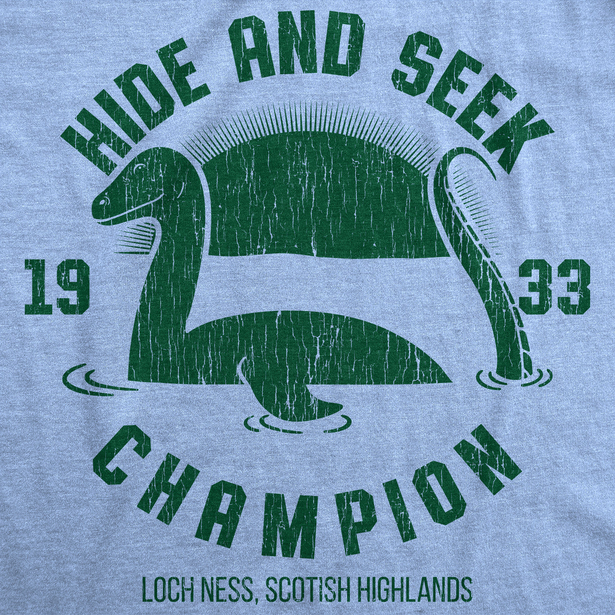 Mens Hide And Seek Champion Loch Ness Monster Tshirt Funny Sea Creature Graphic Tee