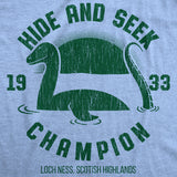 Mens Hide And Seek Champion Loch Ness Monster Tshirt Funny Sea Creature Graphic Tee