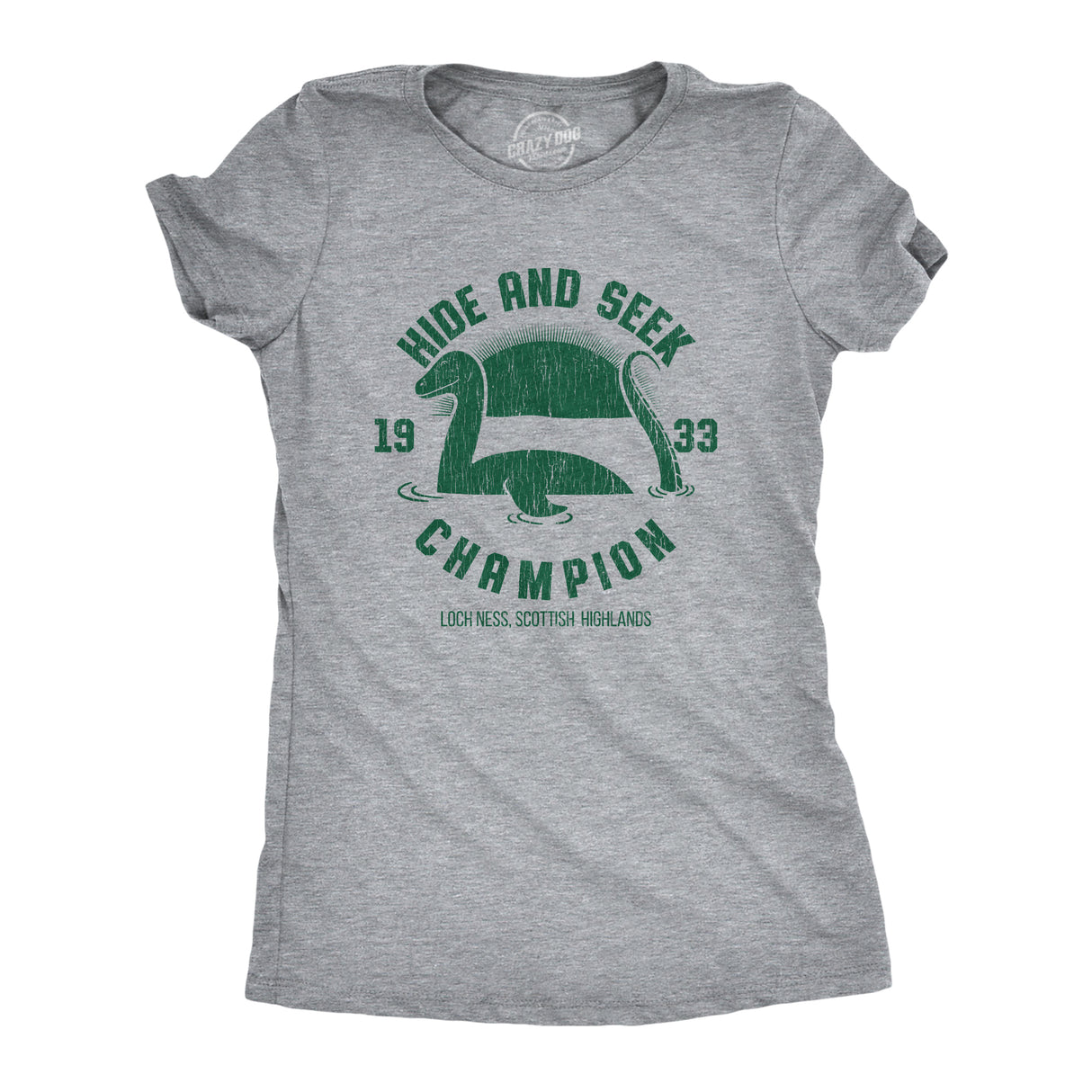 Womens Hide And Seek Champion Loch Ness Monster Tshirt Funny Sea Creature Graphic Tee