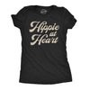 Womens Hippie At Heart Tshirt Funny Flower Child 70s Groovy Graphic Tee