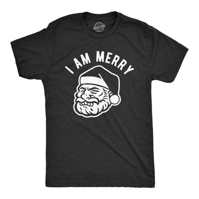 Mens I Am Merry Tshirt Funny Santa Claus Face Graphic Novelty Vintage Tee