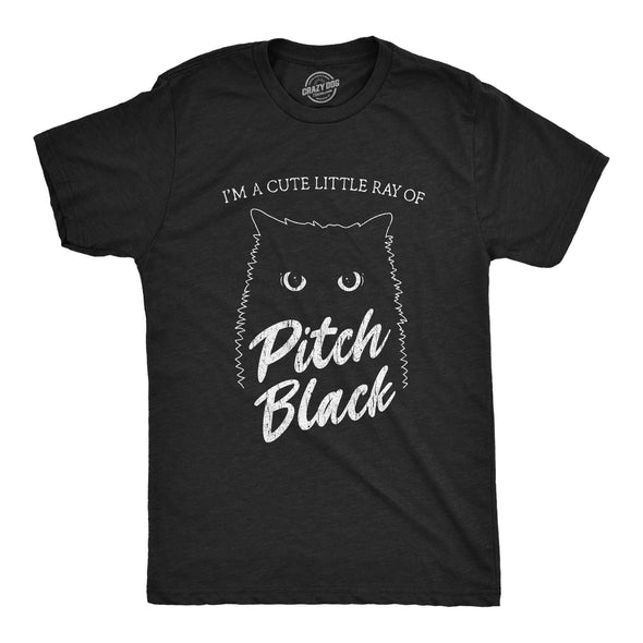 Mens I'm A Cute Little Ray Of Pitch Black Tshirt Funny Pet Cat Kitty Halloween Graphic Novelty Tee