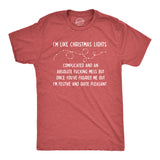 Mens Im Like Christmas Lights T shirt Funny Hilarious Saying Gift for Him