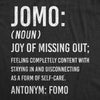 Womens JOMO Joy Of Missing Out Tshirt Funny Sarcastic Introvert Graphic Novelty Tee