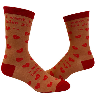 Women's I Want To Kiss You With The Back Of My Hand Socks Funny Sarcastic Slap Valentines Day Footwear