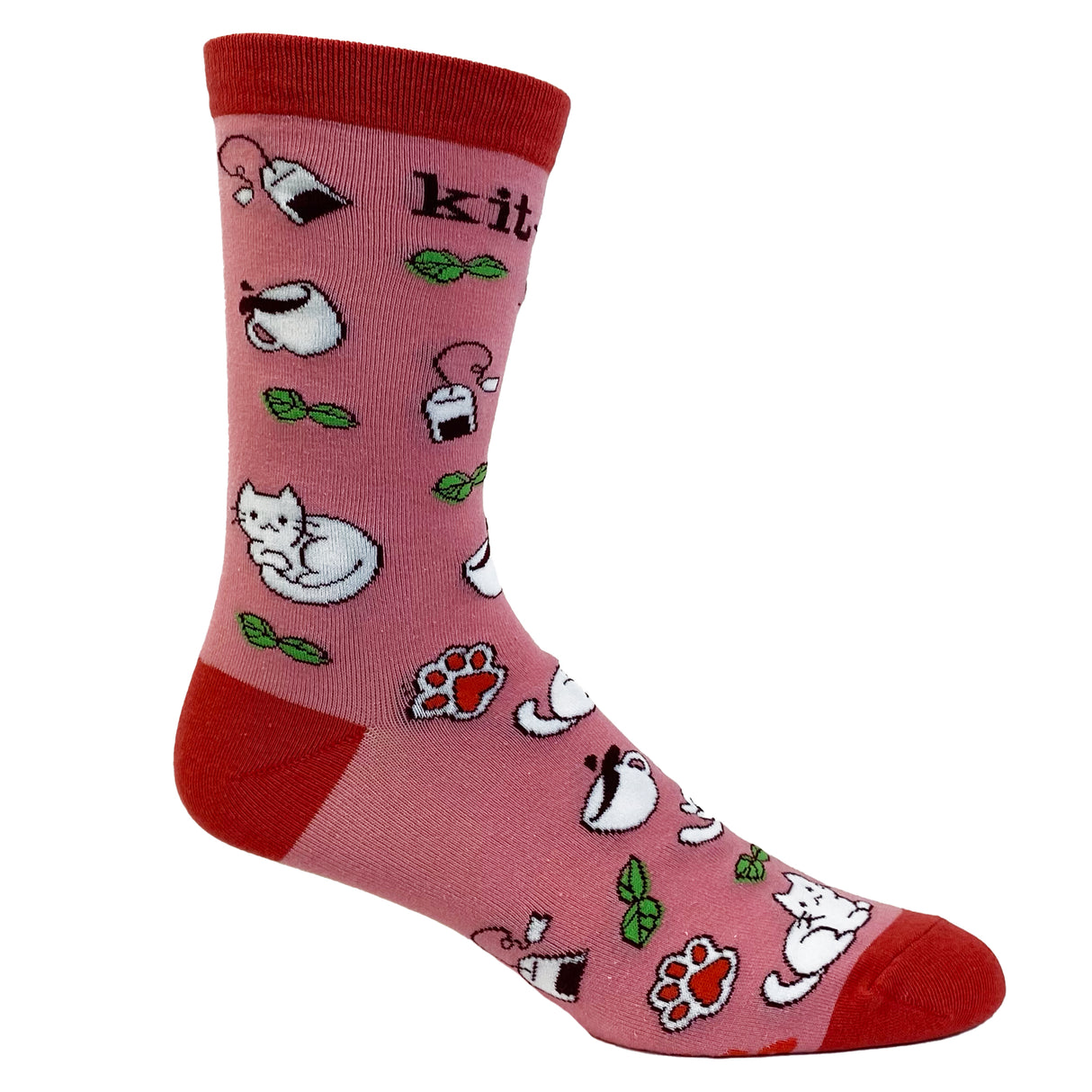 Women's Kit Tea Socks Funny Pet Cat Kitty Tea Time Pet Lover Graphic Footwear