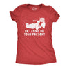 Womens Pssst I'm Laying On Your Present Tshirt Funny Christmas Sexy Santa Claus Graphic Tee
