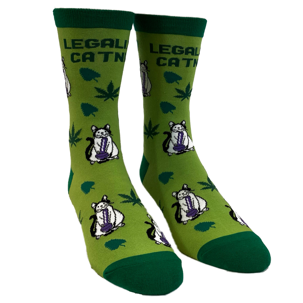 Women's Legalize Catnip Socks Funny 420 Marijuana Pet Kitty Graphic Footwear