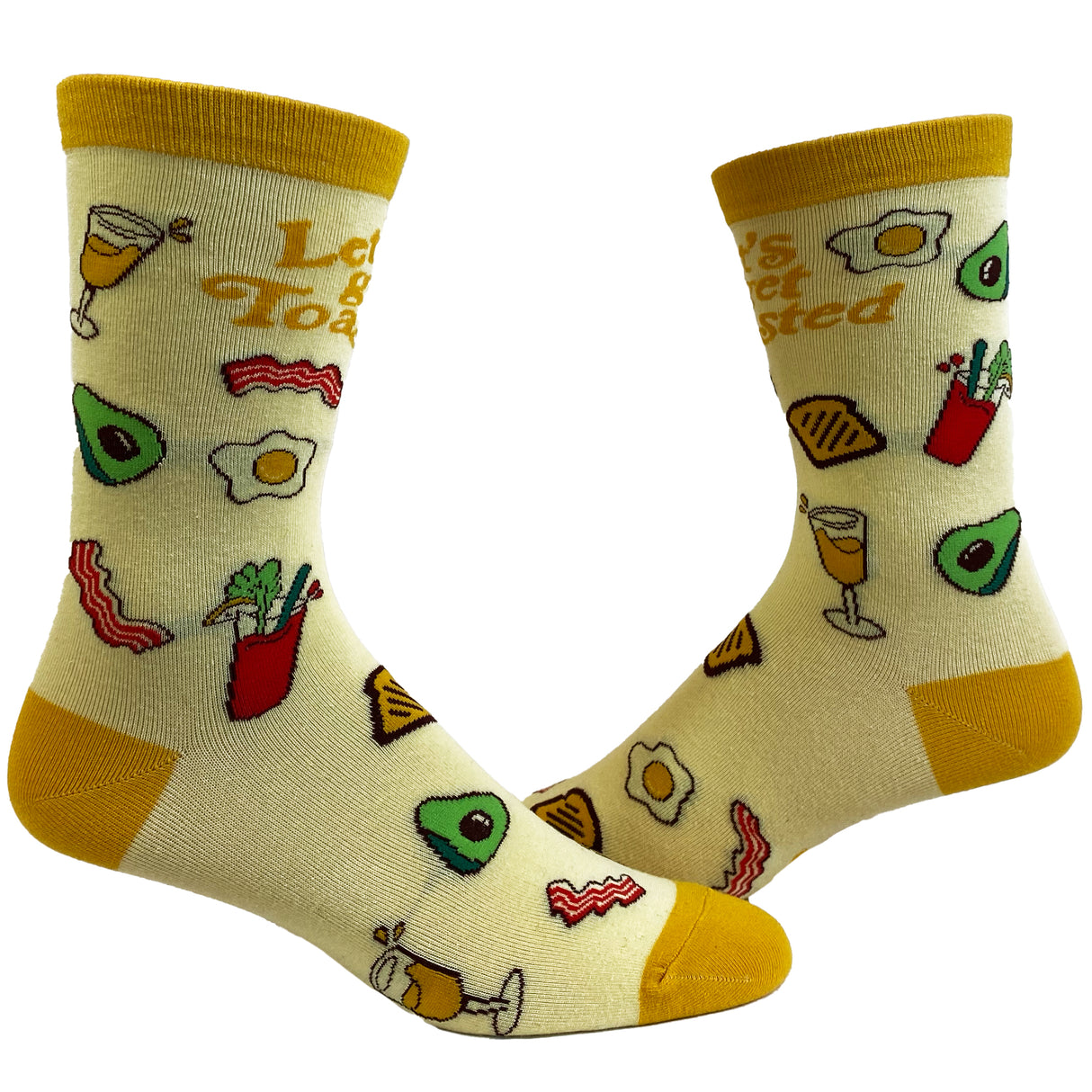 Women's Let's Get Toasted Socks Funny Boozy Brunch Breakfast Drunk Graphic Novelty Footwear