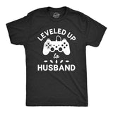 Mens Leveled Up To Husband Tshirt Funny Gamer Video Games Wedding Graphic Novelty Tee