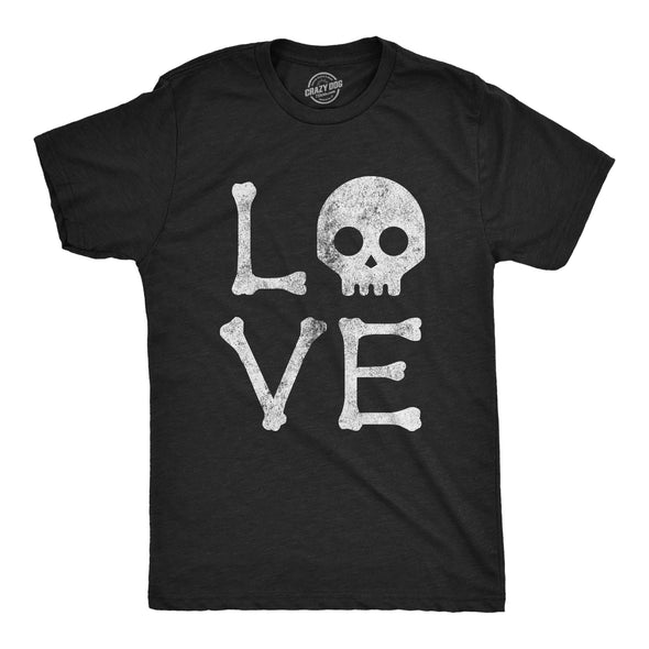 Mens Love Skull Tshirt Funny Skeleton Bones Halloween Party Graphic Tee