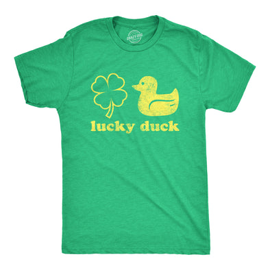 Mens Lucky Duck Tshirt Funny Shamrock St Patricks Day Graphic Tee