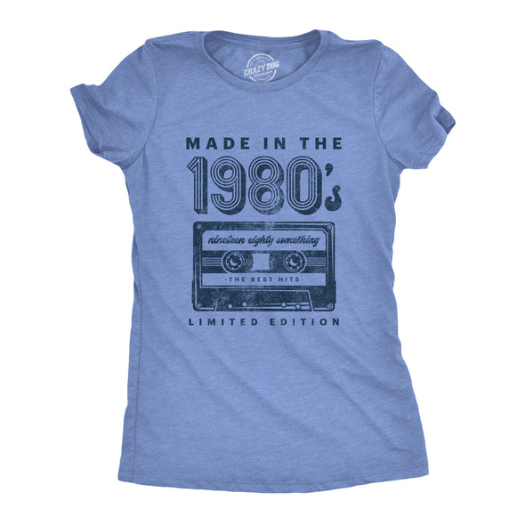 Womens Made In The 1980s Tshirt Funny Retro Cassette Tape Music Graphic Tee