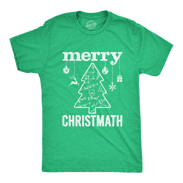 Mens Merry Christmath Tshirt Funny Christmas Tree Holiday Math Graphic Tee