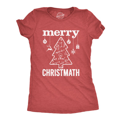 Womens Merry Christmath Tshirt Funny Christmas Tree Holiday Math Graphic Tee