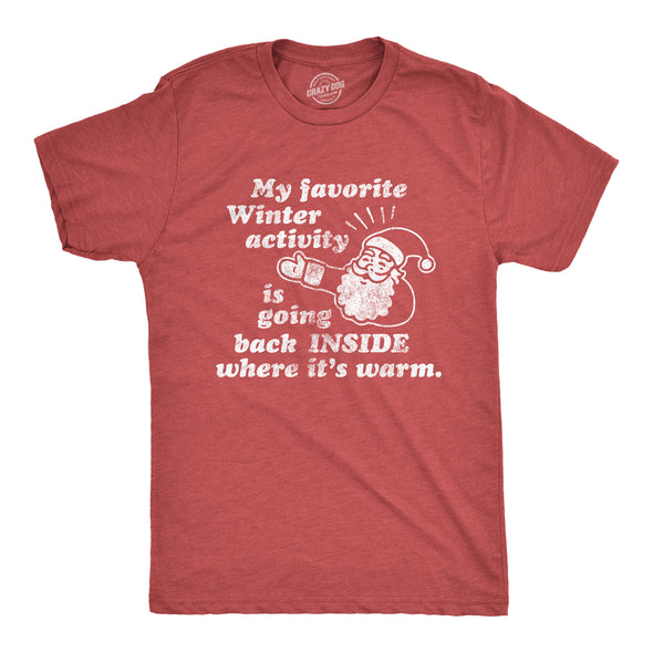 Mens My Favorite Winter Activity Tshirt Funny Santa Claus Christmas Novelty Graphic Tee