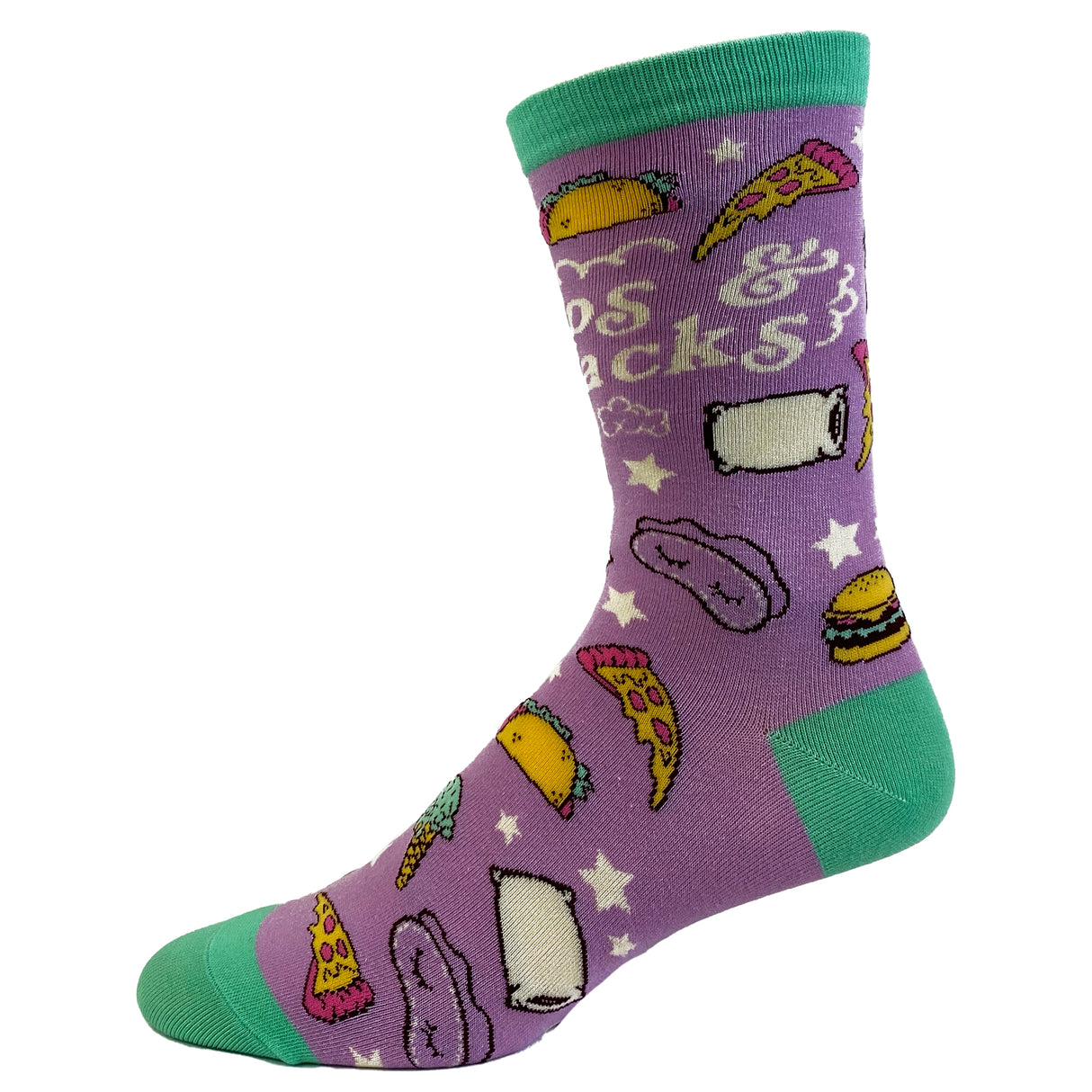 Women's Naps And Snacks Socks Funny Tacos Pizza Sleep Lazy Graphic Novelty Footwear