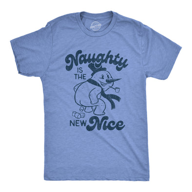 Mens Naughty Is The New Nice Tshirt Funny Winter Snowman Poop Graphic Novelty Tee