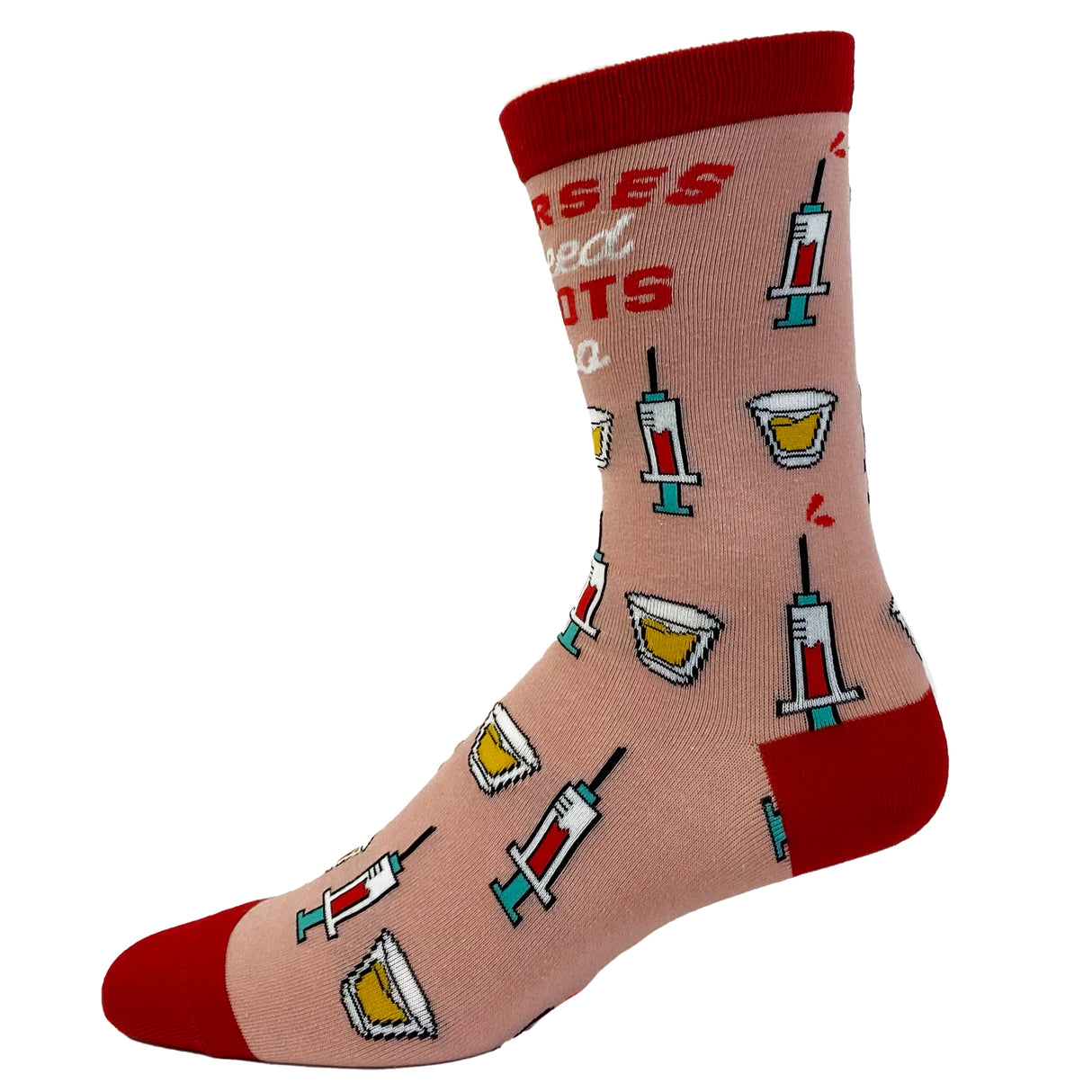 Women's Nurses Need Shots Too Socks Funny Drinking Graphic Novelty Footwear