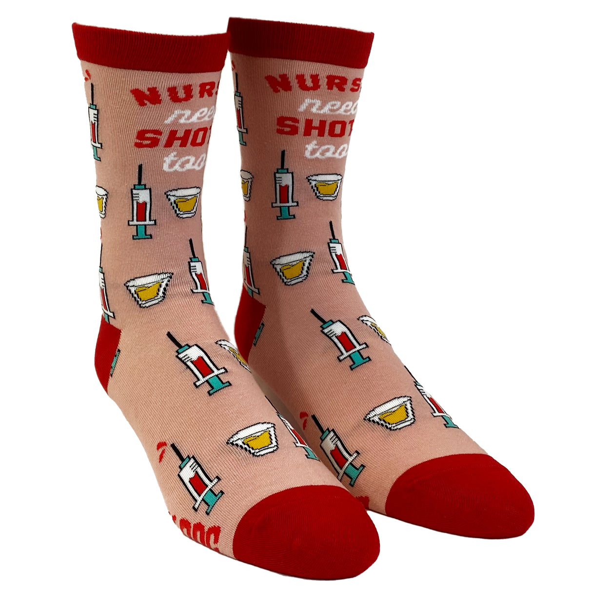 Women's Nurses Need Shots Too Socks Funny Drinking Graphic Novelty Footwear
