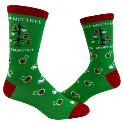 Men's Oh Chemistree Socks Funny Christmas Tree Chemistry Science Nerdy Graphic Novelty Footwear