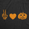 Womens Peace Love Jack O Lantern Tshirt Funny Halloween Party Graphic Novelty Tee