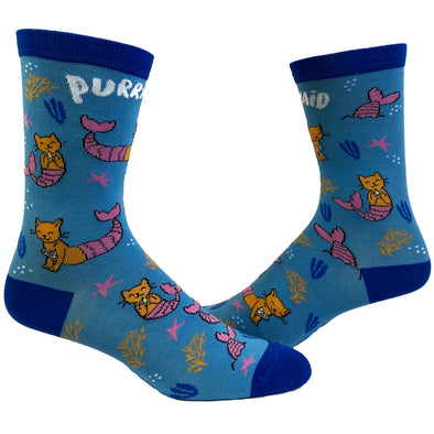 Women's Purr Maid Socks Funny Mermaid Pet Cat Kitty Animal Lover Graphic Footwear