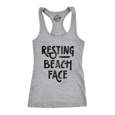 Womens Fitness Tank Resting Beach Face Tanktop Funny Spring Break Vacation Ocean Graphic Shirt