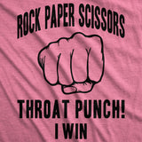 Womens Rock Paper Scissors Throat Punch T shirt Funny Sarcastic Humor Tee Girls