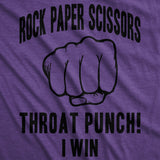 Womens Rock Paper Scissors Throat Punch T shirt Funny Sarcastic Humor Tee Girls
