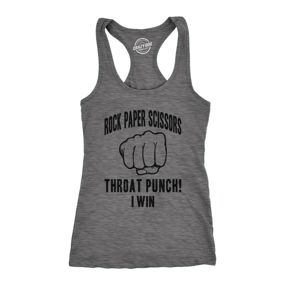 Womens Fitness Tank Rock Paper Scissors Throat Punch Tanktop Funny Sarcastic Humor Shirt