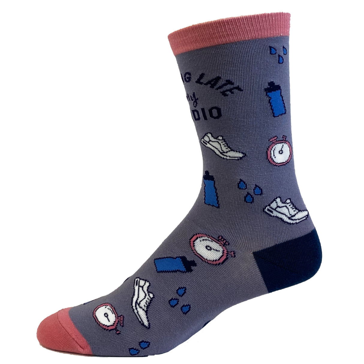 Women's Running Late Is My Cardio Socks Funny Fitness On Time Graphic Novelty Footwear