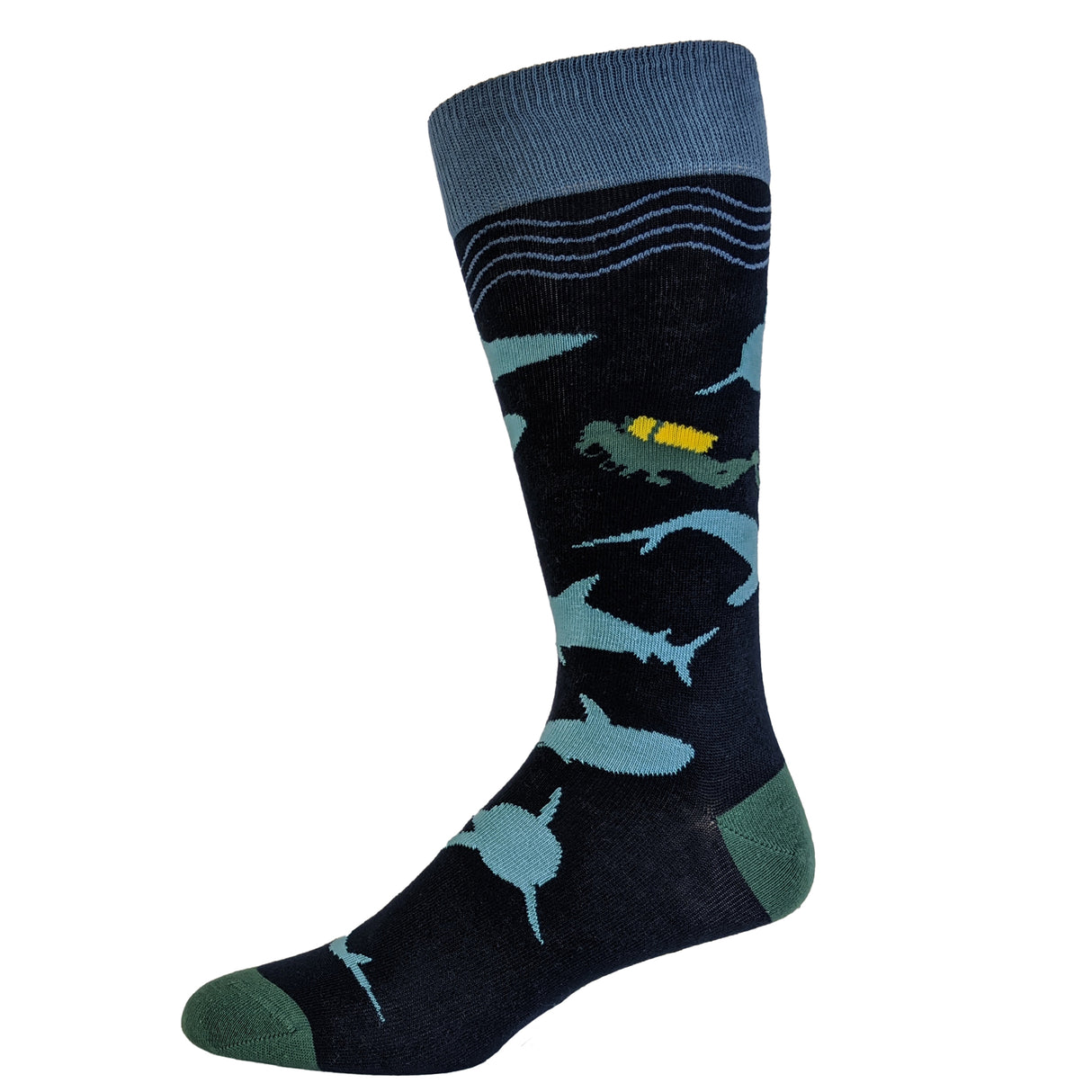 Men's Scuba Shark Socks Funny Shark Week Scuba Dive Ocean Vacation Novelty Footwear