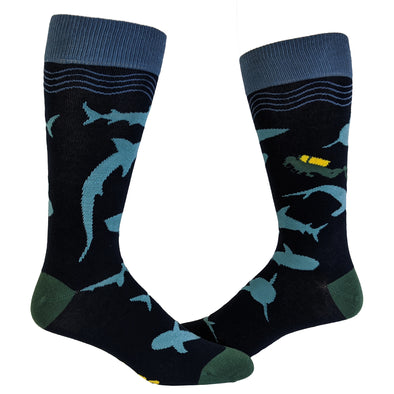 Men's Scuba Shark Socks Funny Shark Week Scuba Dive Ocean Vacation Novelty Footwear
