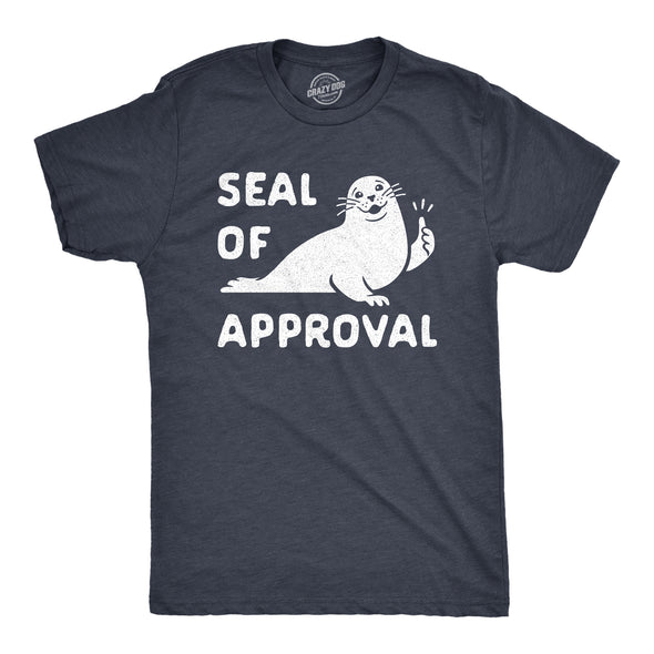 Mens Seal Of Approval Tshirt Funny Pun Graphic Novelty Sea Animal Graphic Tee