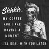 Mens My Coffee and I Are Having A Moment Tshirt Funny Skeleton Halloween Graphic Tee