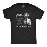 Mens My Coffee and I Are Having A Moment Tshirt Funny Skeleton Halloween Graphic Tee