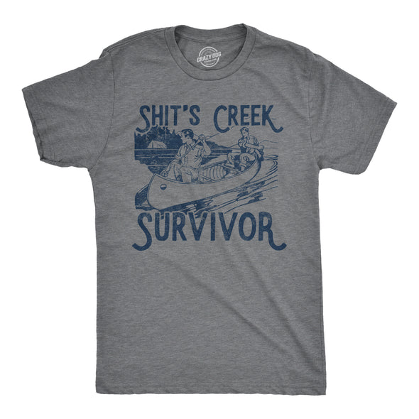Mens Shit's Creek Survivor Tshirt Funny Canone Graphic Novelty Vintage Tee