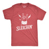 Mens Sleighin Tshirt Funny Santa Claus Christmas Rock And Roll Metal Fingers Graphic Tee