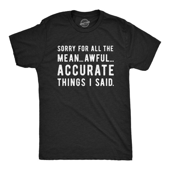 Sorry For All The Mean Awful Accurate Things I Said Men's Tshirt
