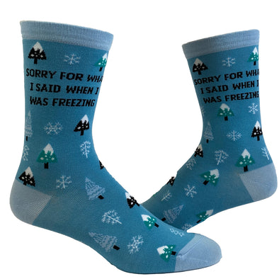 Women's Sorry For What I Said When I Was Freezing Socks Funny Winter Cold Snow Graphic Novelty Footwear