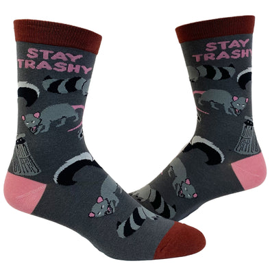 Women's Stay Trashy Socks Funny Garbage Raccoons Sarcastic Novelty Footwear