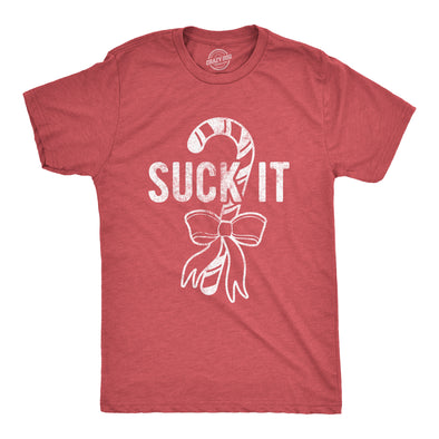 Mens Suck It Tshirt Funny Christmas Candy Cane Graphic Novelty Tee