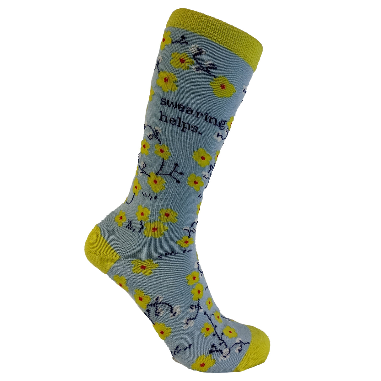 Women's Swearing Helps Socks Funny Curse Word Naughty Sarcastic Flowers Footwear