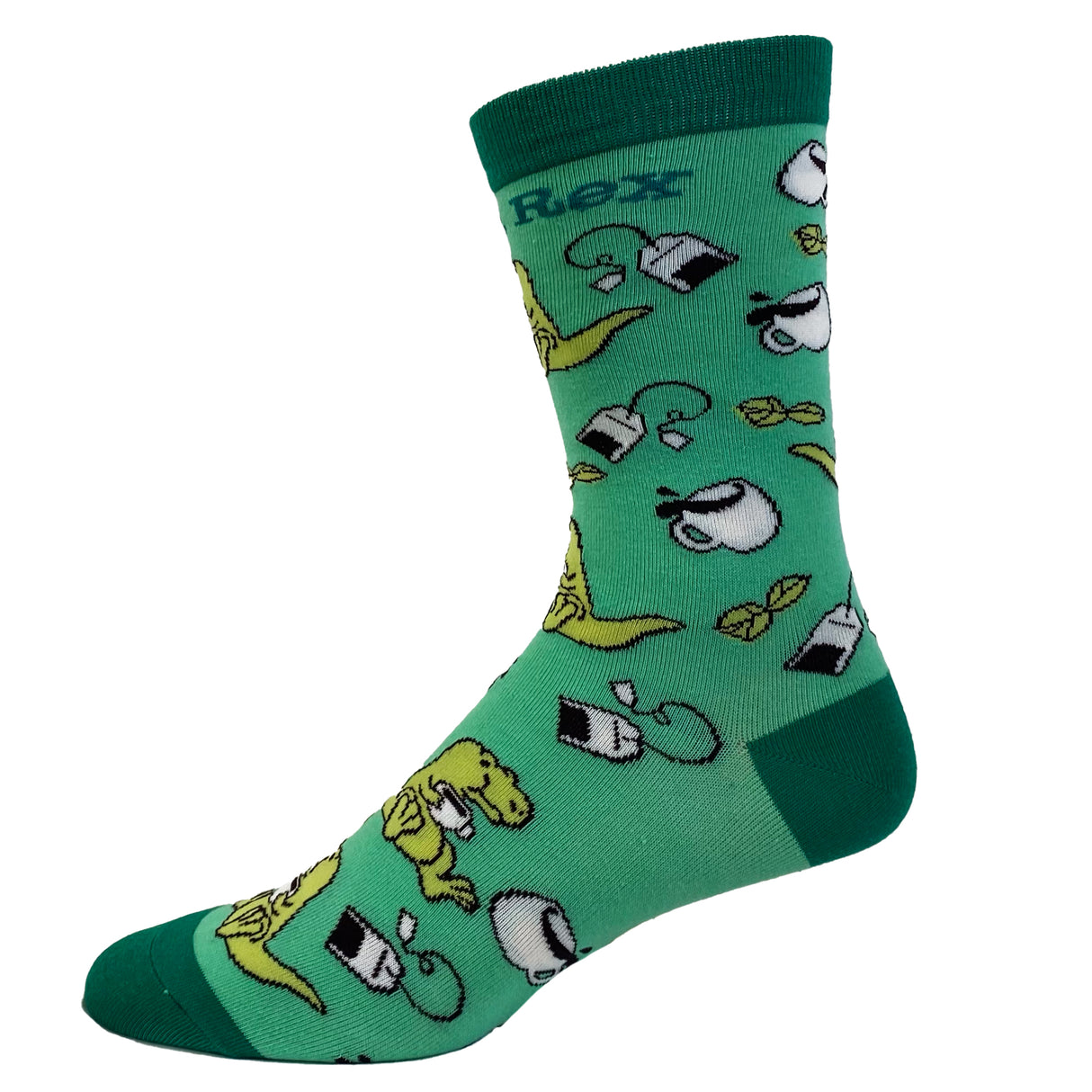 Women's Tex Rex Socks Funny Cute Dinosaur Drinking Tea Jurassic Graphic Novelty Footwear