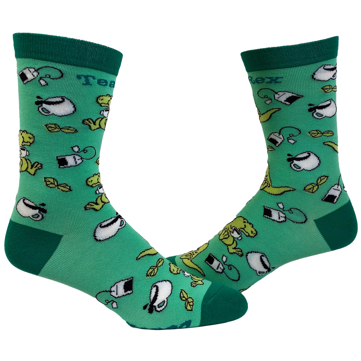 Women's Tex Rex Socks Funny Cute Dinosaur Drinking Tea Jurassic Graphic Novelty Footwear