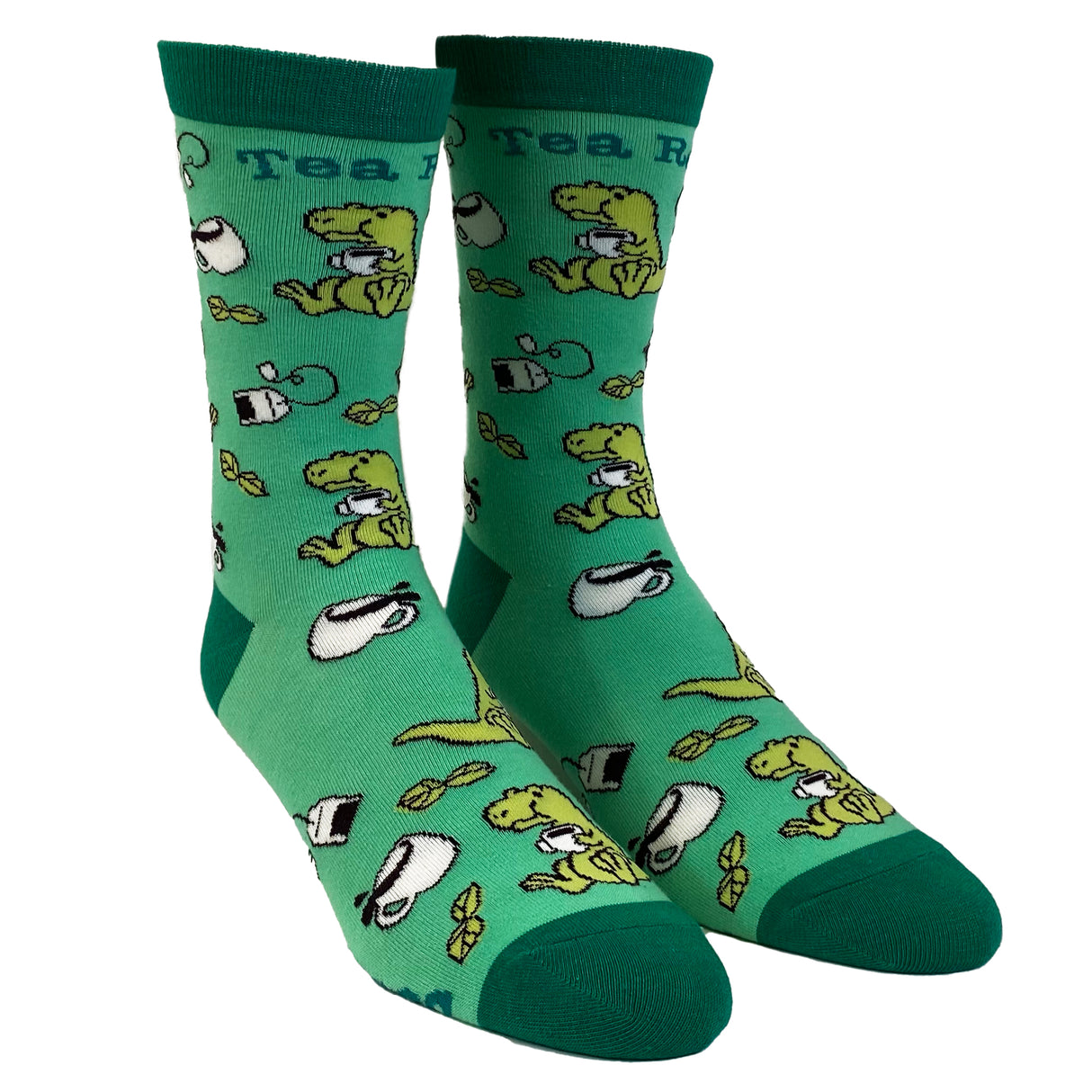 Women's Tex Rex Socks Funny Cute Dinosaur Drinking Tea Jurassic Graphic Novelty Footwear