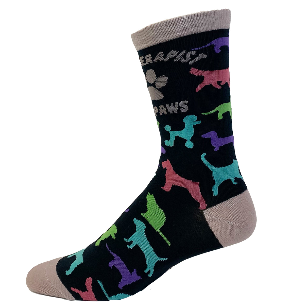 Women's My Therapist Has Paws Socks Funny Pet Puppy Animal Lover Dog Novelty Graphic Footwear