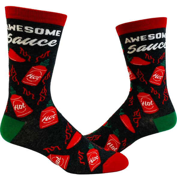 Men's Awesome Sauce Socks Funny Spicy Hot Sauce Lover Graphic Novelty Footwear