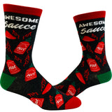 Youth Awesome Sauce Socks Funny Spicy Hot Sauce Lover Graphic Novelty Footwear